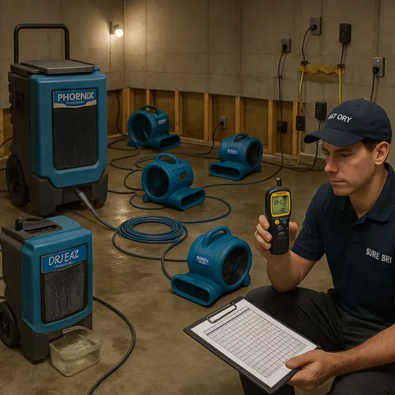 Structural Drying and Dehumidification process in Pecan Plantation, TX